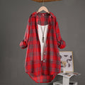 Plaid Womens Thin Sunprotective ShirLoosefit Cottonlinen by Ricaloux