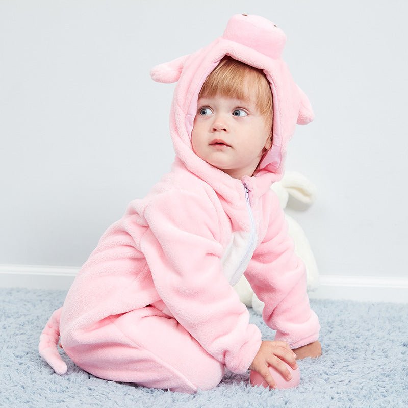 Clothes For Babies Autumn 3-year-old Baby Animal Jumpsuit Flannel Romper European And American Children's Wear - RICALOUX