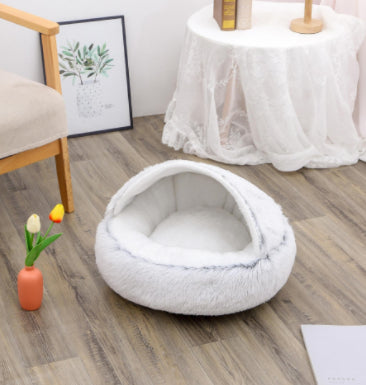 2 In 1 Dog And Cat Bed Pet Winter Bed Round Plush Warm Bed House Soft Long Plush Pets Bed Pet Products by Ricaloux