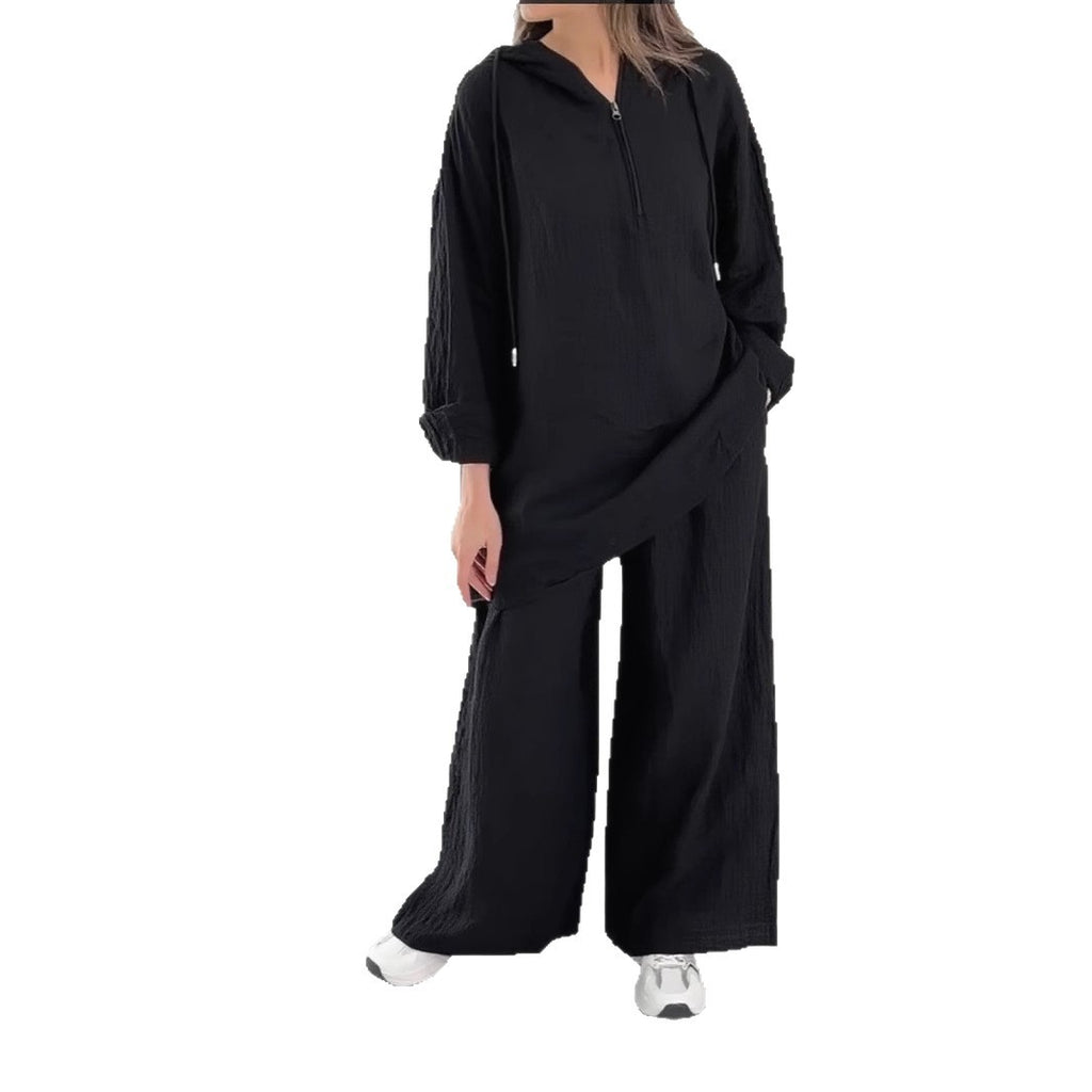 Half-zip Top And Wide-leg Pants Set – Premium 0 | RICALOUX