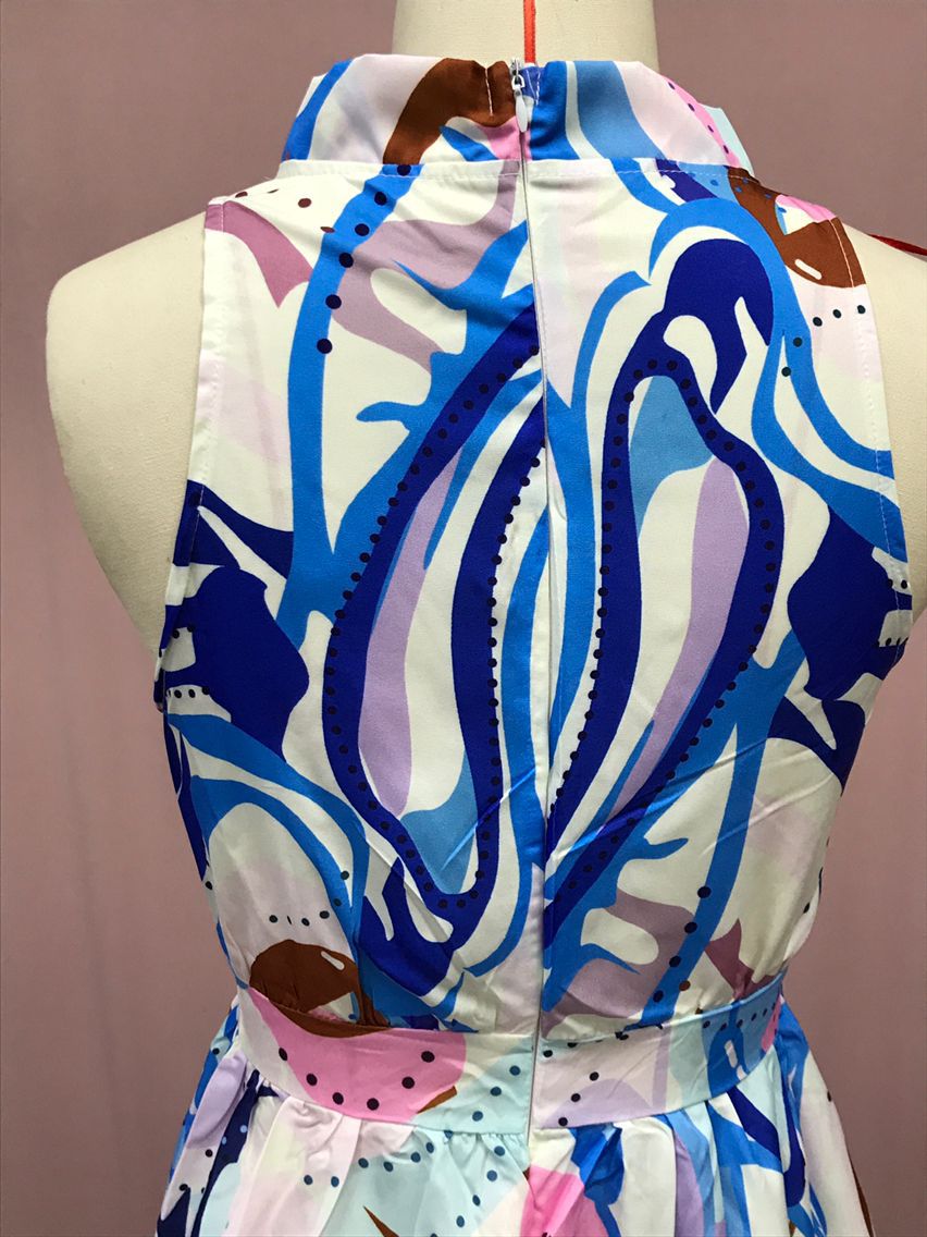 Women's French Dress Chiffon Strap Type Blue - RICALOUX