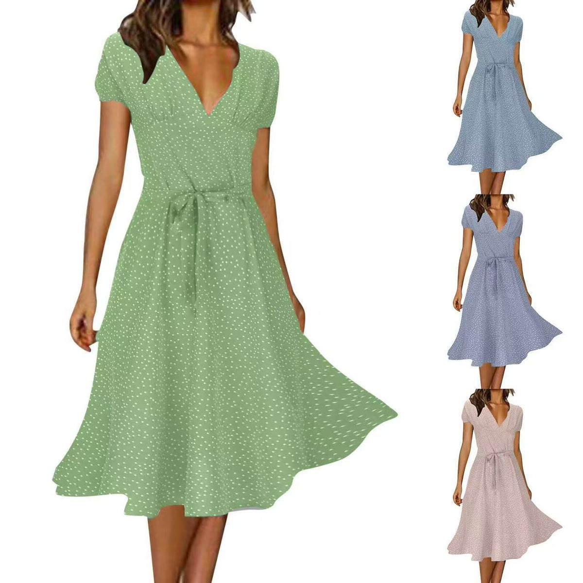Womens Short-sleeve Chiffon Dress by Ricaloux