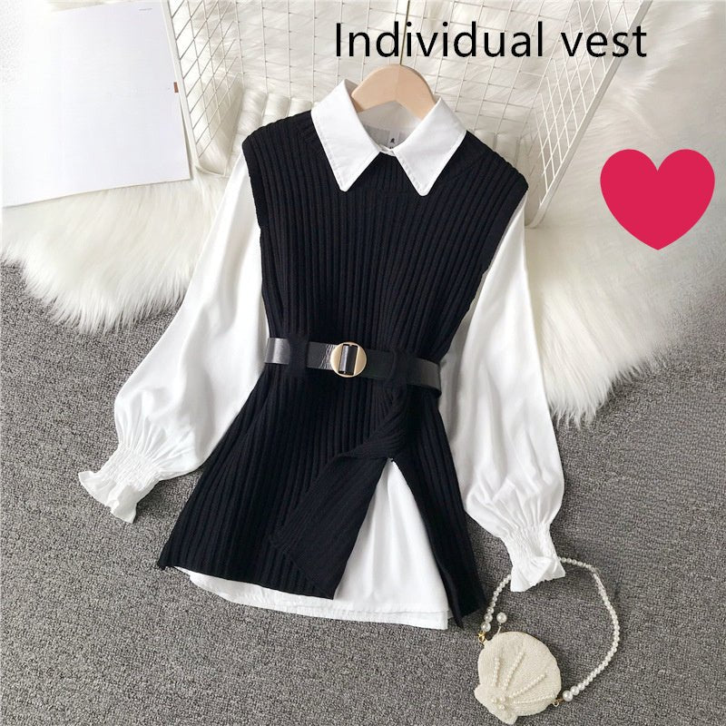 Shirt Knitted Two-piece Vest Set Fan High Quality Casual Fashion - RICALOUX