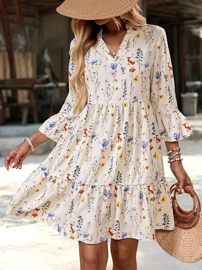 Elegant Womens Dress With Three-quarter Sleeves by Ricaloux