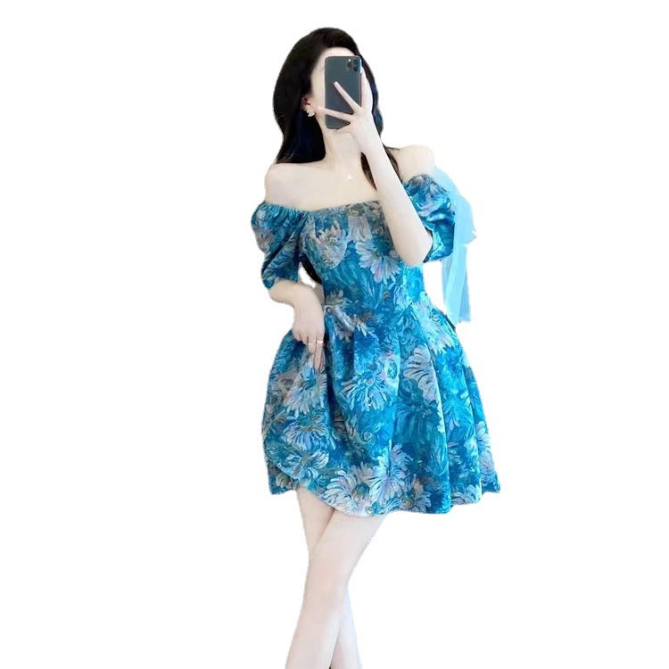 Retro High-end Niche-design Floral A-line Puff Skirt by Ricaloux