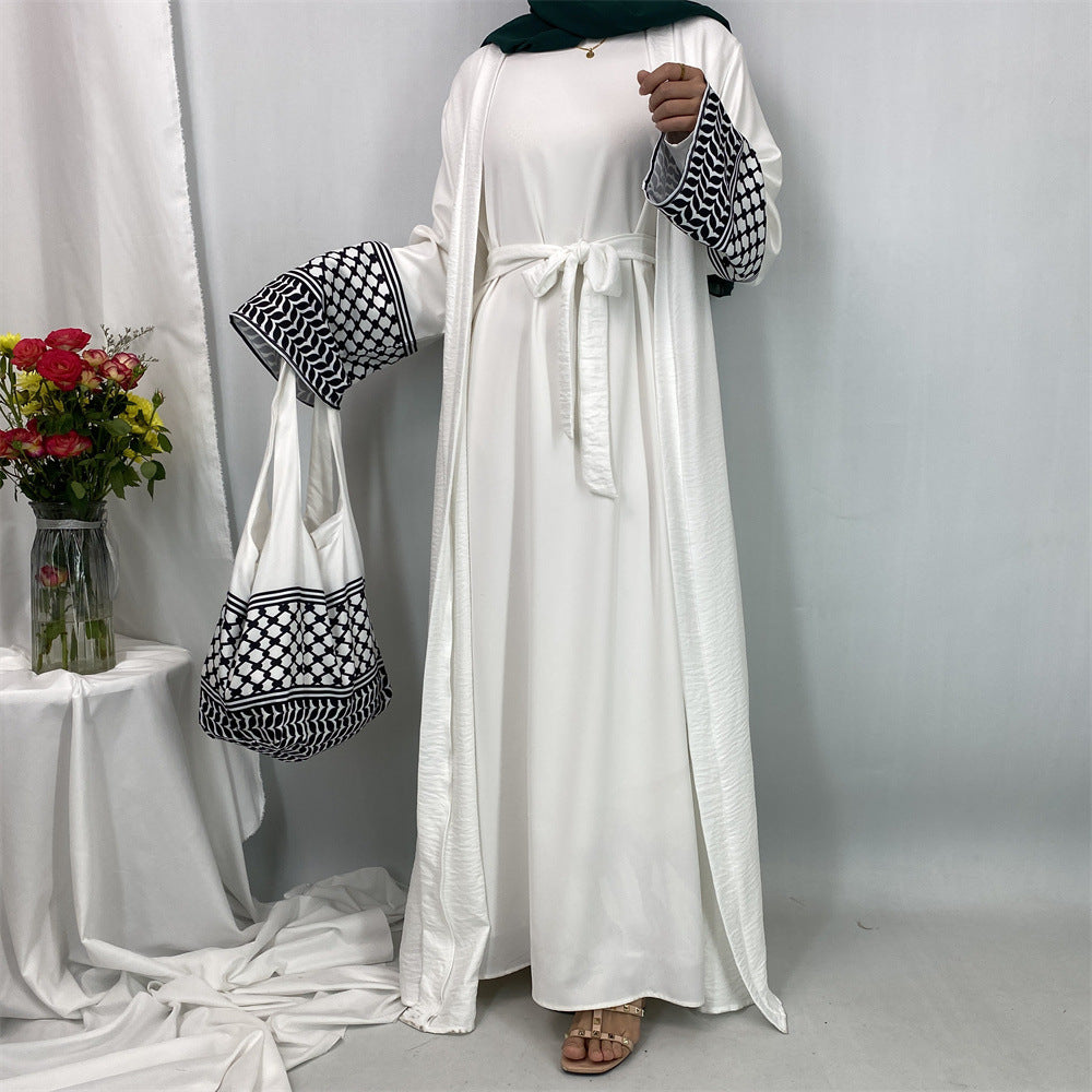 Elegant Patchwork Cardigan With A Handbag by Ricaloux