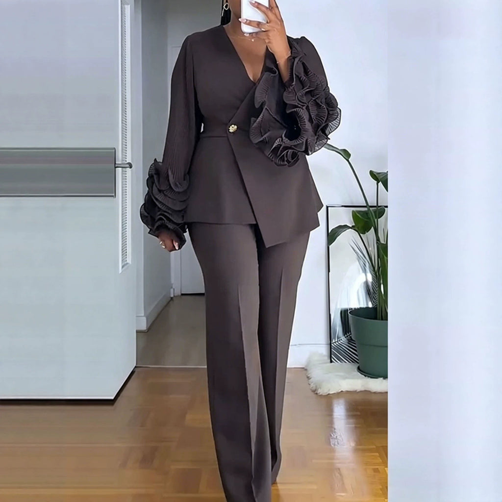 Womens Two-Piece Set With African Lace Trim – Premium 0 | RICALOUX