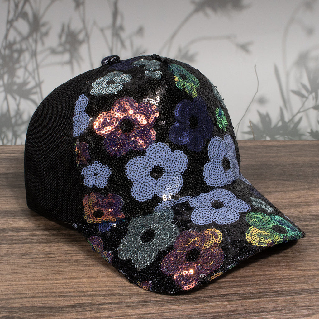 Women's Retro Floral Sequin Patchwork Breathable Mesh Baseball Cap, Trendy And Fashionable, Suitable For Summer Outings And Vacation Wear. by Ricaloux