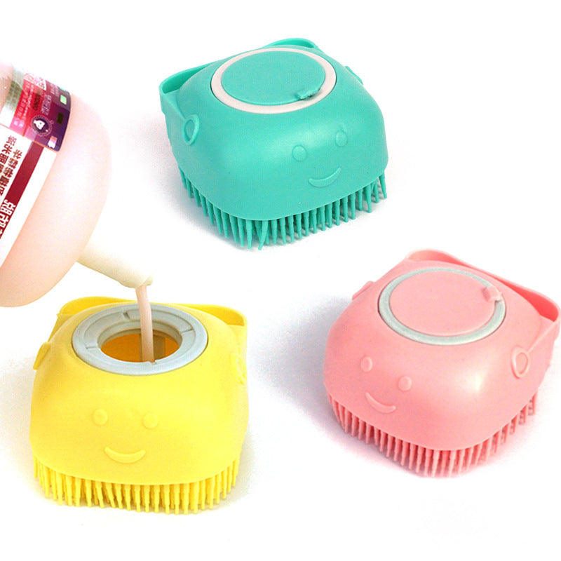 Silicone Dog Bath Massage Gloves Brush Pet Cat Bathroom Cleaning Tool Comb Brush For Dog Can Pour Shampoo Dog Grooming Supplies by Ricaloux