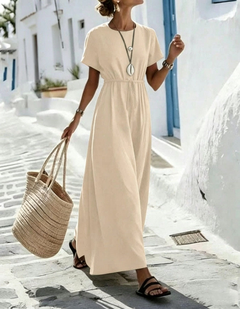 Womens Short-Sleeve Belted Resort Dress by Ricaloux