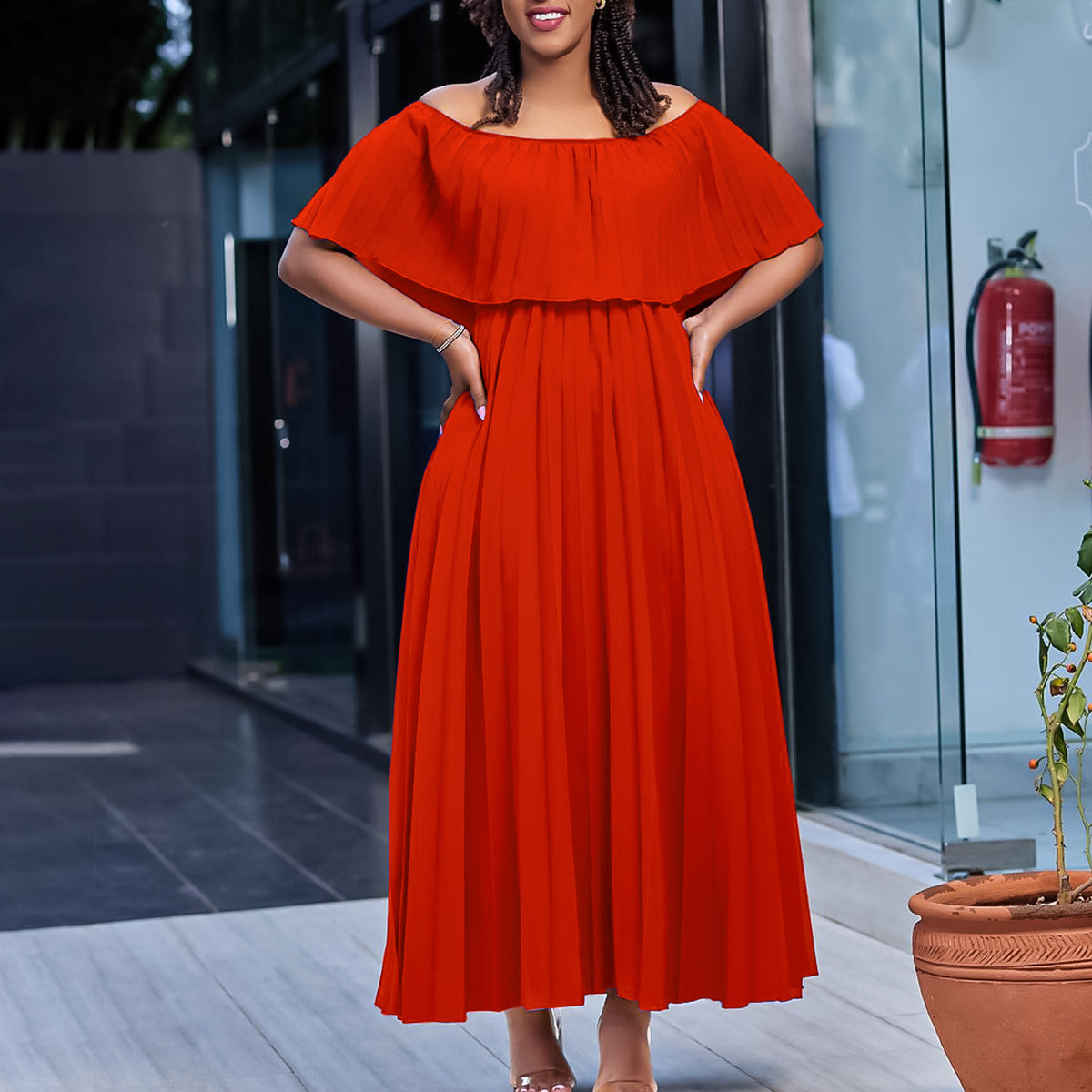 Springs New Sexy Off-shoulder Pleated Dress by Ricaloux