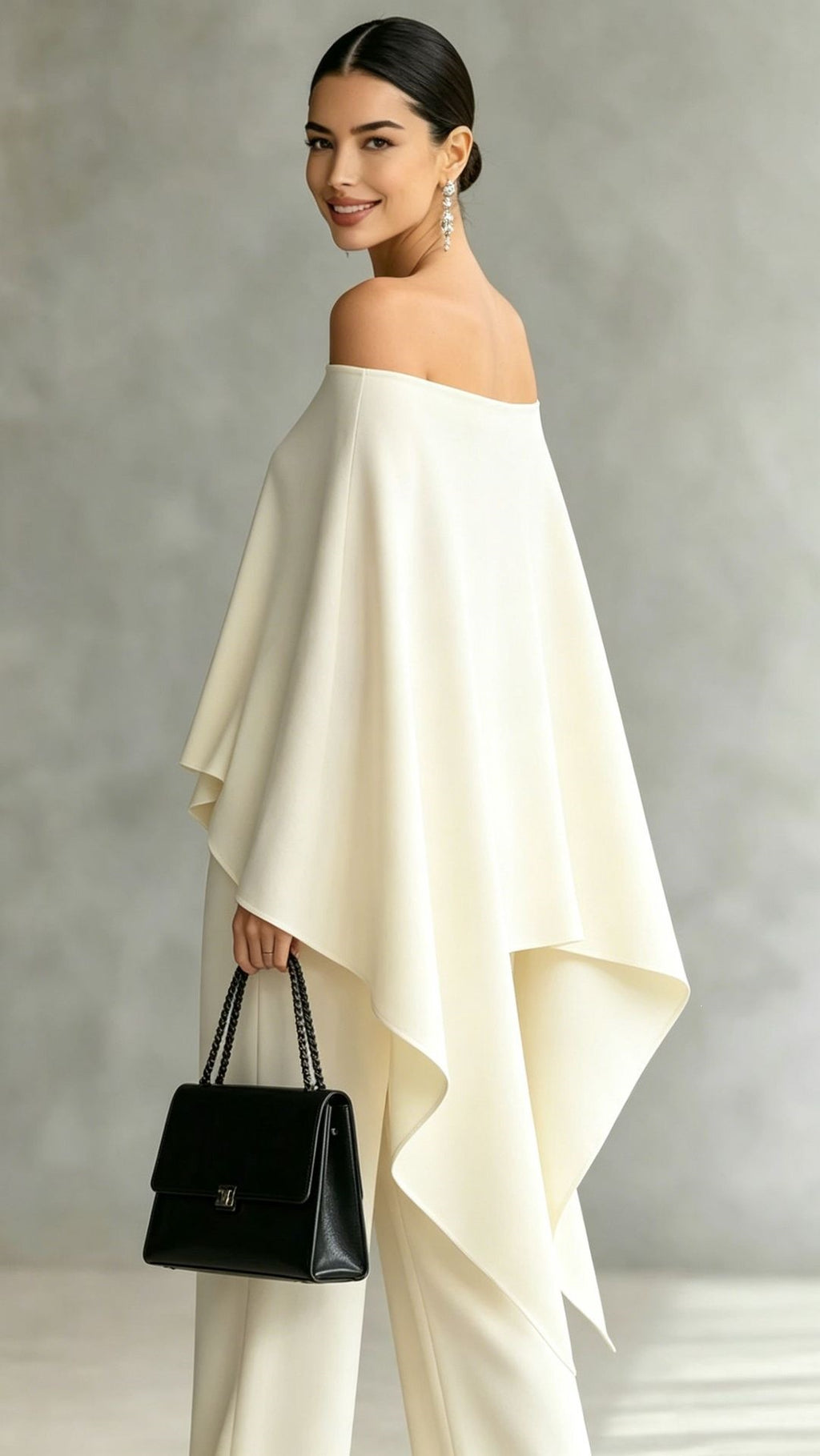Autumn Fashion Off-Shoulder Wide-Leg Pants Set Womens Solid-Color Asymmetric Two-Piece Set by Ricaloux