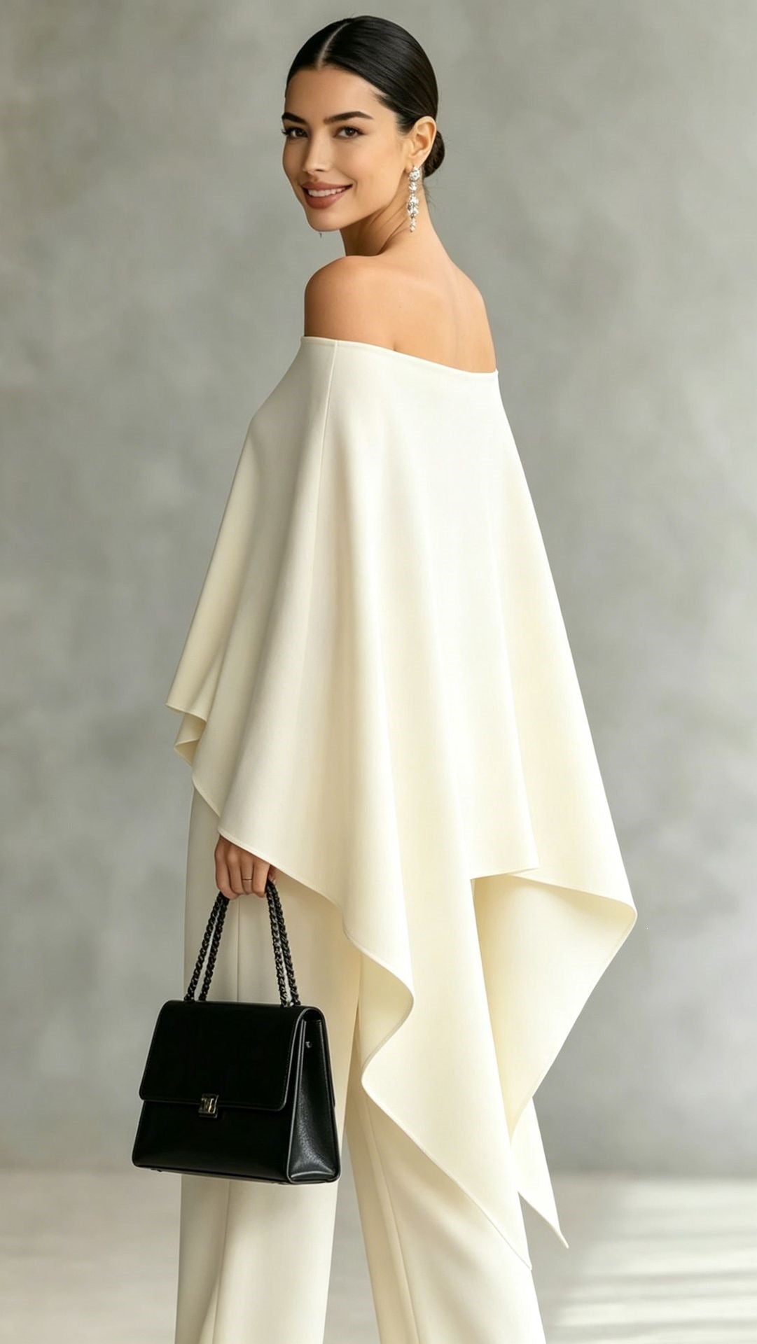 Autumn Fashion Off-Shoulder Wide-Leg Pants Set Womens Solid-Color Asymmetric Two-Piece Set by Ricaloux
