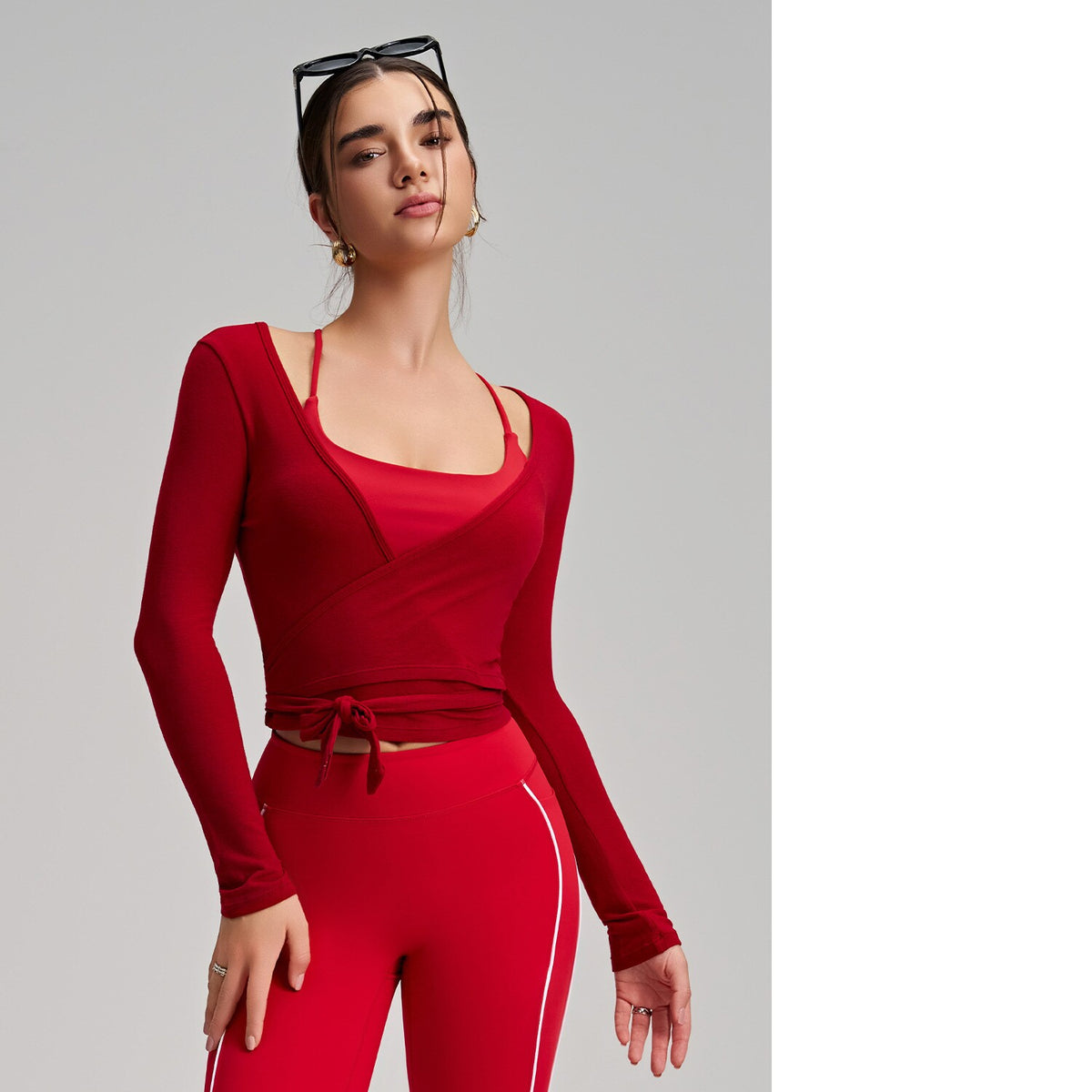 Stylish One-Piece Long-Sleeve Yoga Top With Tie Strap, High-End Outdoor Activewear With Four-Way Stretch For Sports, Dance And Fitness – Premium 4 | RICALOUX