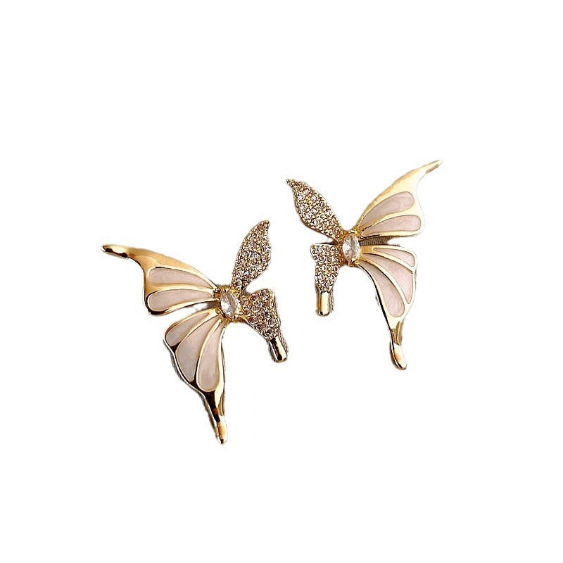Fashion Jewelry Rhinestone Dripped Butterflies Stud Earrings Sweet Everyday Versatile Jewelry For Women by Ricaloux