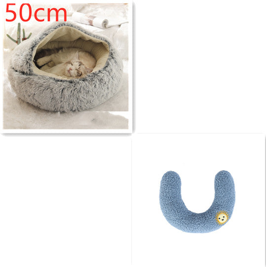 2 In 1 Dog And Cat Bed Pet Winter Bed Round Plush Warm Bed House Soft Long Plush Pets Bed Pet Products by Ricaloux