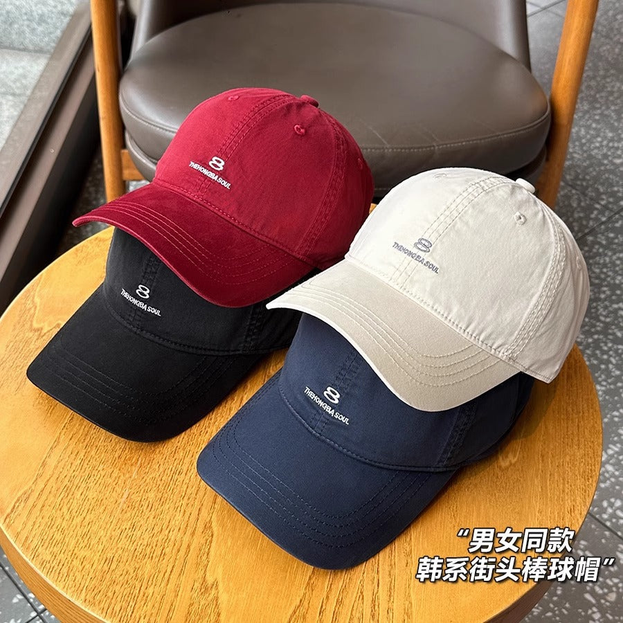 Men's And Women's Matching Solid-Color Embroidered Letters 8 Soft Top Adjustable Fashion Casual Baseball Cap Suitable For Outdoor Travel And Daily Use by Ricaloux