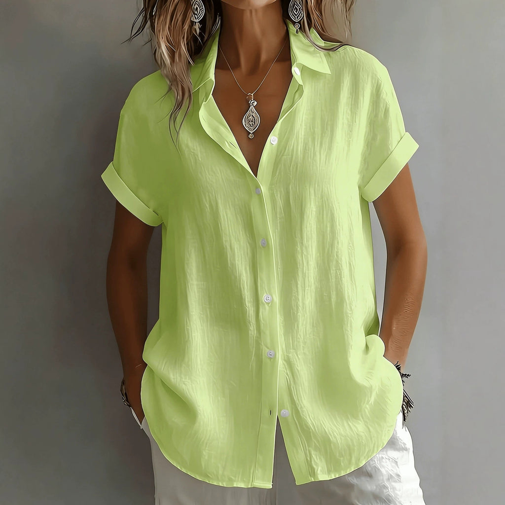Womens Breathable Pleated-texture Casual Blouse by Ricaloux