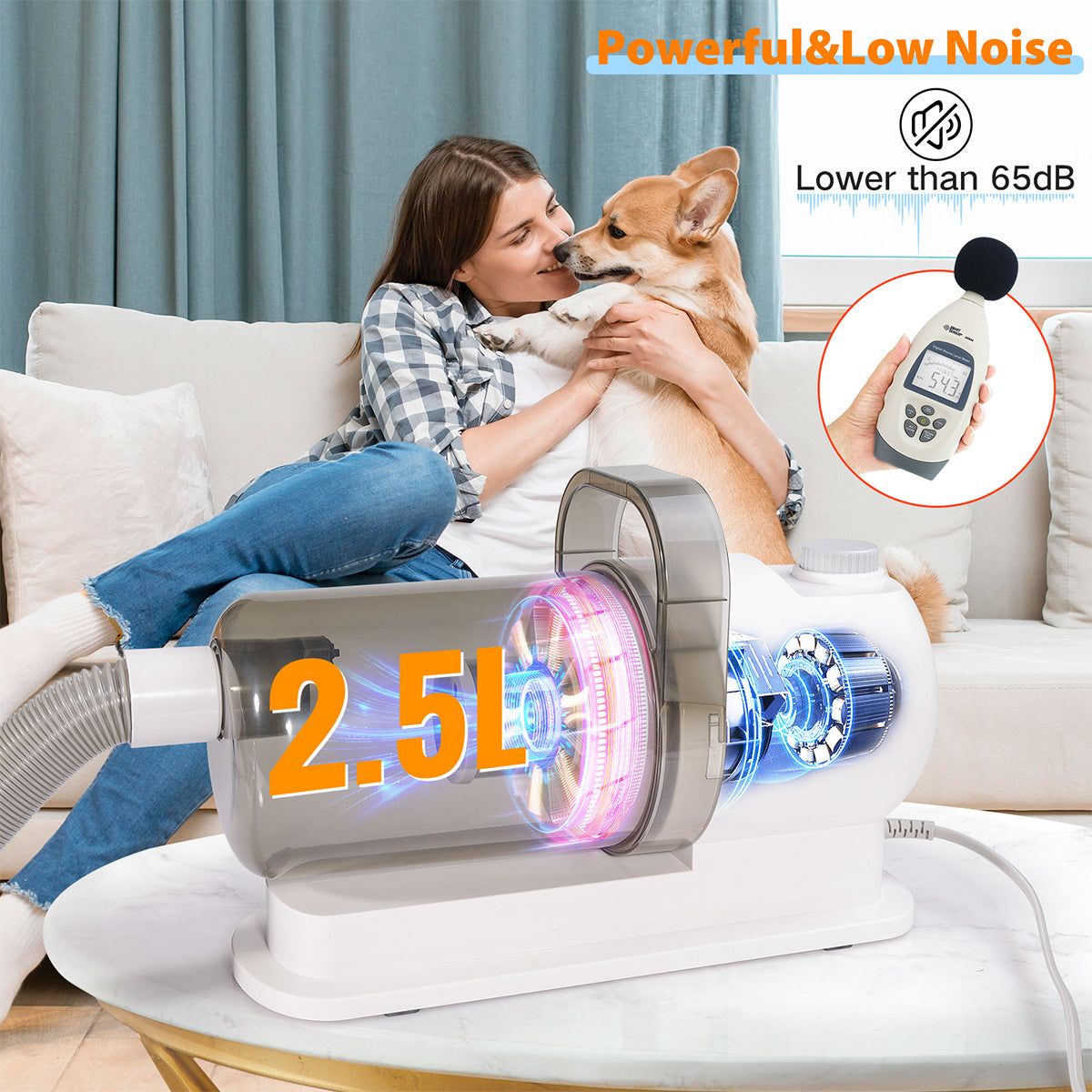Pet Suction And Scissors All-in-one Machine Dust Collection Suit Multi-function Hair Care Device by Ricaloux