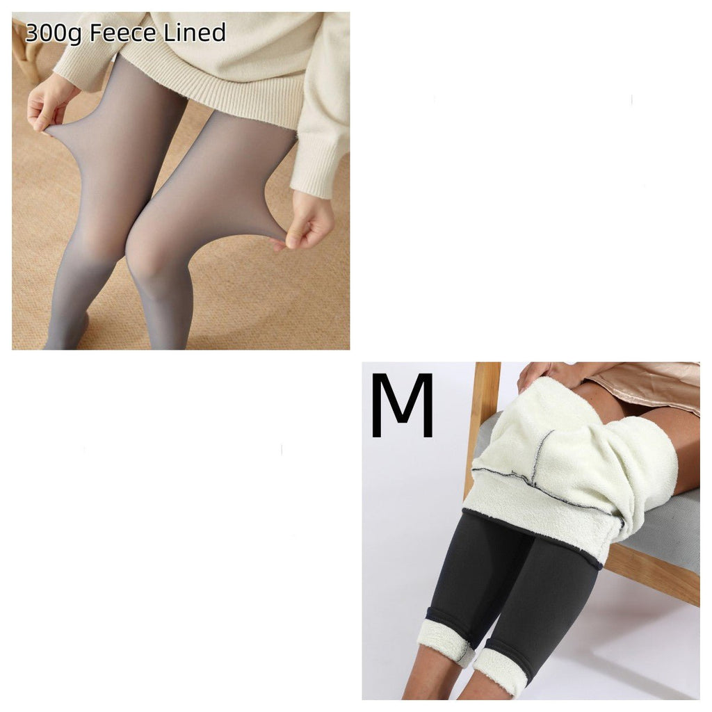 Fleece-lined Thickened Sheer Tights Leggings Transparent One-piece Pantyhose Superb Fleshcolor Pantynose - RICALOUX