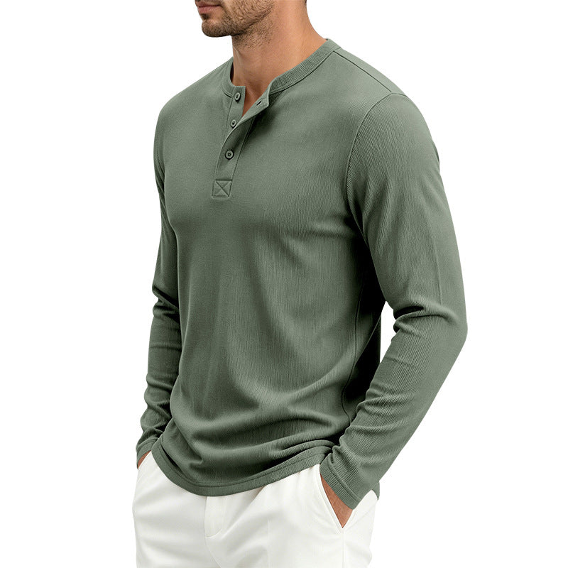 Mens Long-Sleeve Loose-Fit Casual Ribbed T-Shirt – Premium 0 | RICALOUX