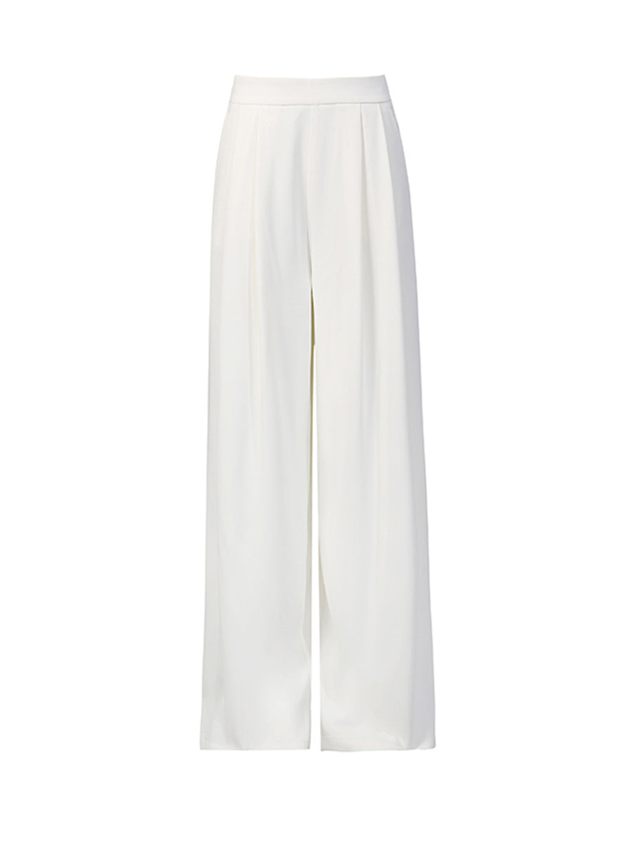 Solid-color Long-sleeve Fitted Blazer & High-waisted Straight-leg Trousers Set by Ricaloux