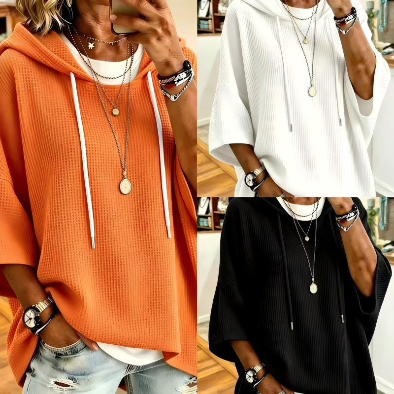Waffle-knit Hooded Sweatshirt With Drawstrings – Premium 0 | RICALOUX