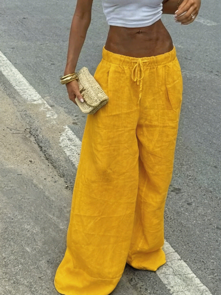 Womens Slim-fit Casual Loose-fitting Solid-color Trousers by Ricaloux