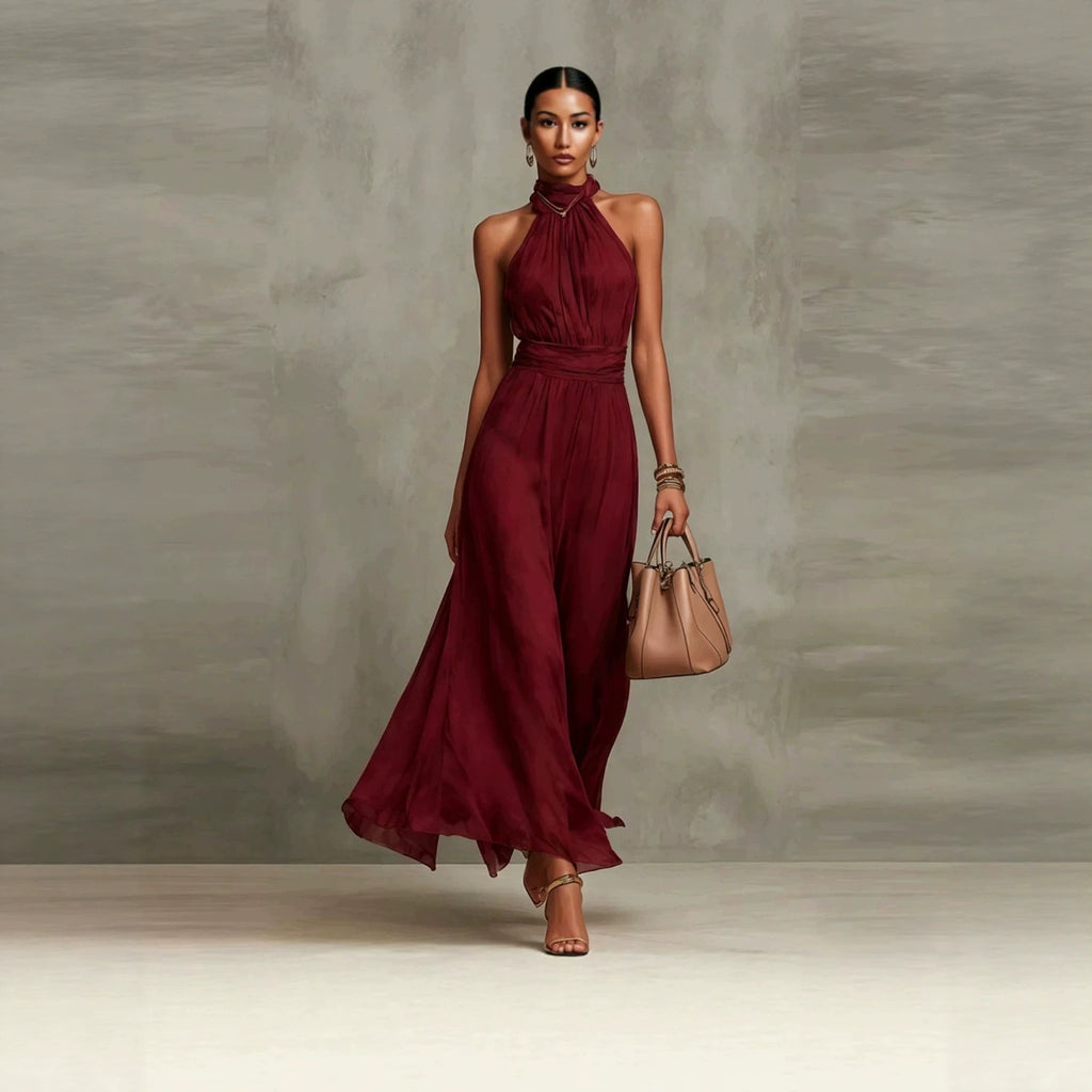 Resort-style Waist-cinching Figure-flattering Pleated Dress by Ricaloux