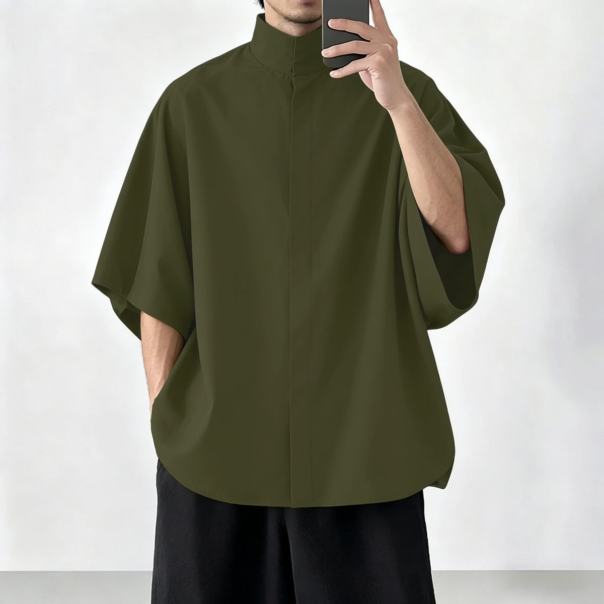Drop-shoulder Casual Shirt by Ricaloux