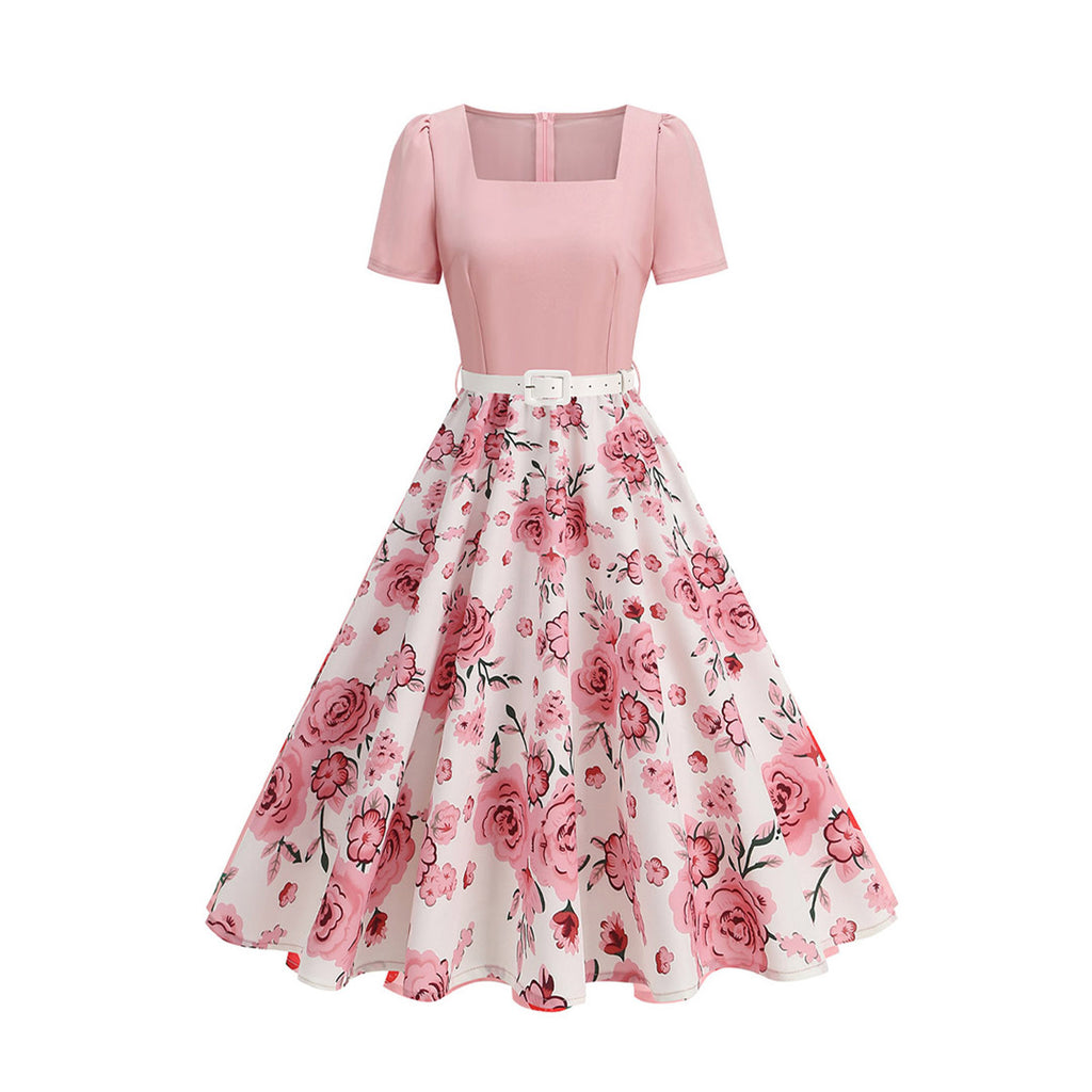 Retro Floral And Polka-dot Print Dress by Ricaloux