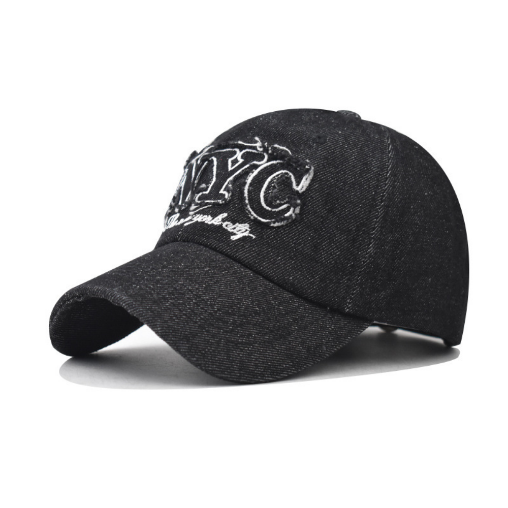 Men And Women Can Both Wear This Distressed NYC Patchwork Letter Embroidery Fashion Retro Style Baseball Cap For Outdoor Outings. It Is Versatile And Suitable For Various Occasions. by Ricaloux