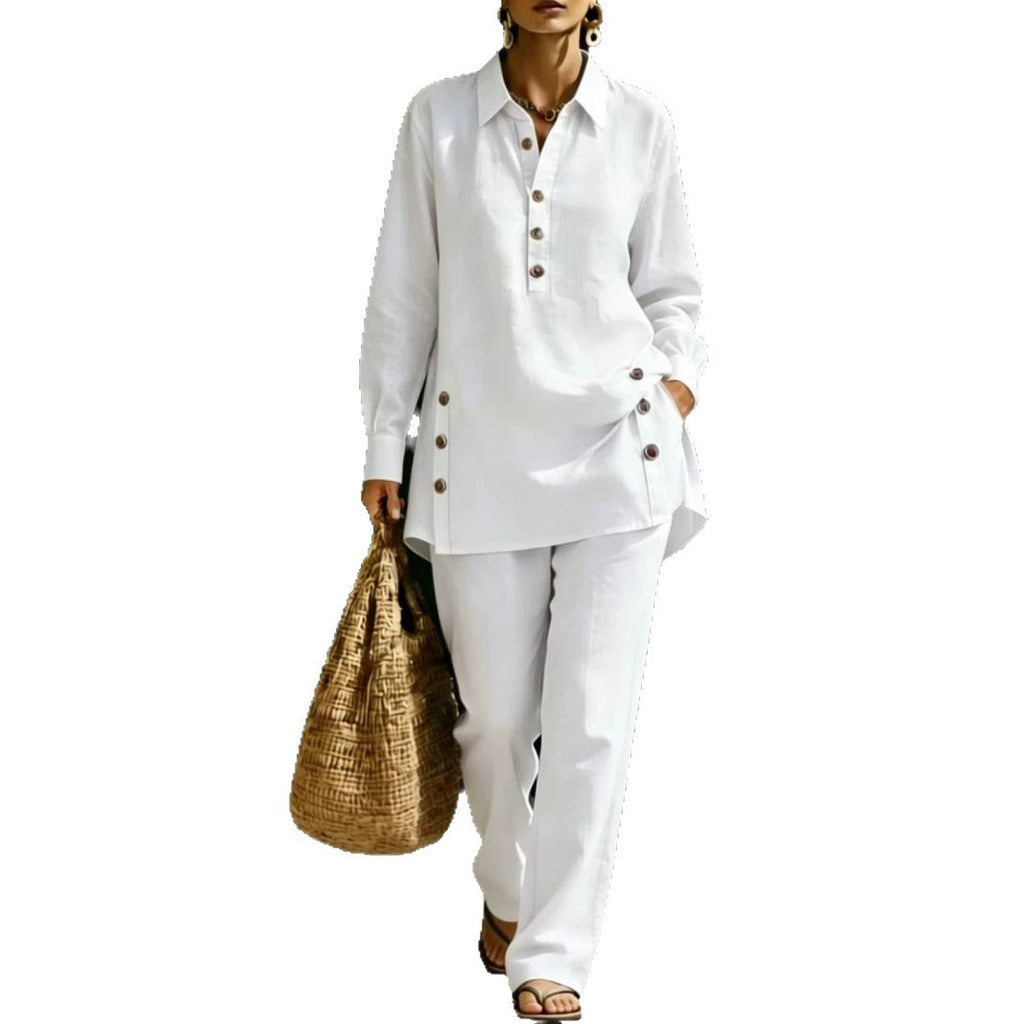 Long-sleeve Shirt And Casual Trousers Two-piece Set – Premium 0 | RICALOUX