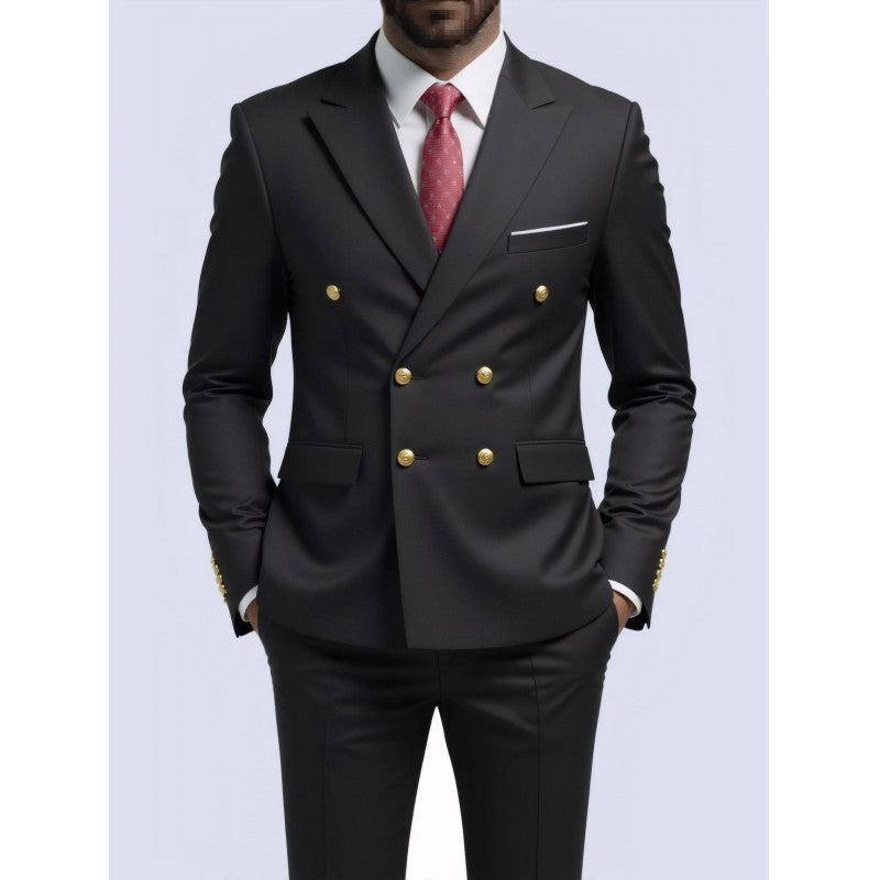 Mens Double-Breasted Fashionable Casual Blazer by Ricaloux