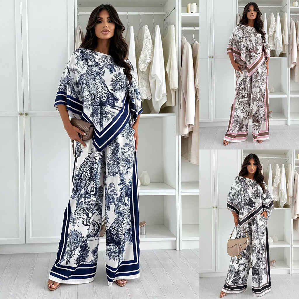 Fashionable Printed Top Patterned Pants Set by Ricaloux