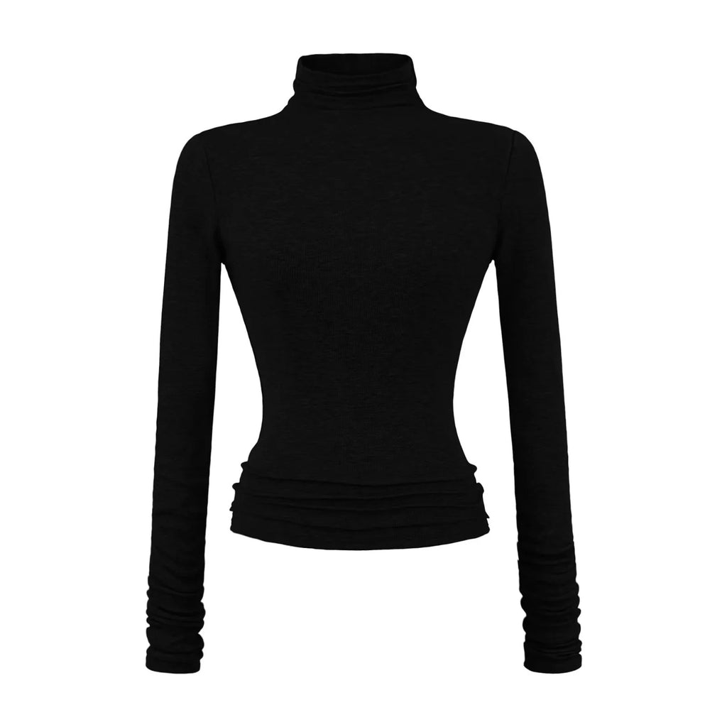 Stretchy Turtleneck Base Layer Womens Slim-Fit Long-Sleeve T-Shirt by Ricaloux