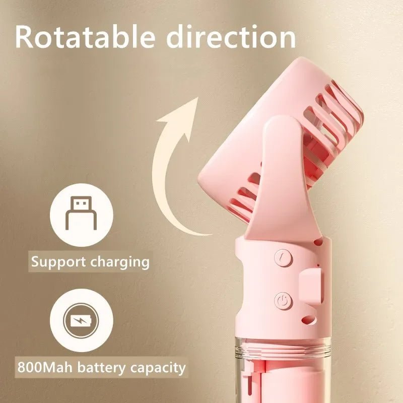 Portable Handheld Spray Fan 4-Speed Water Spray Mist Fan Summer Cooling Artifact USB Charging Summer Supplies Outdoor Mini Fan - RICALOUX