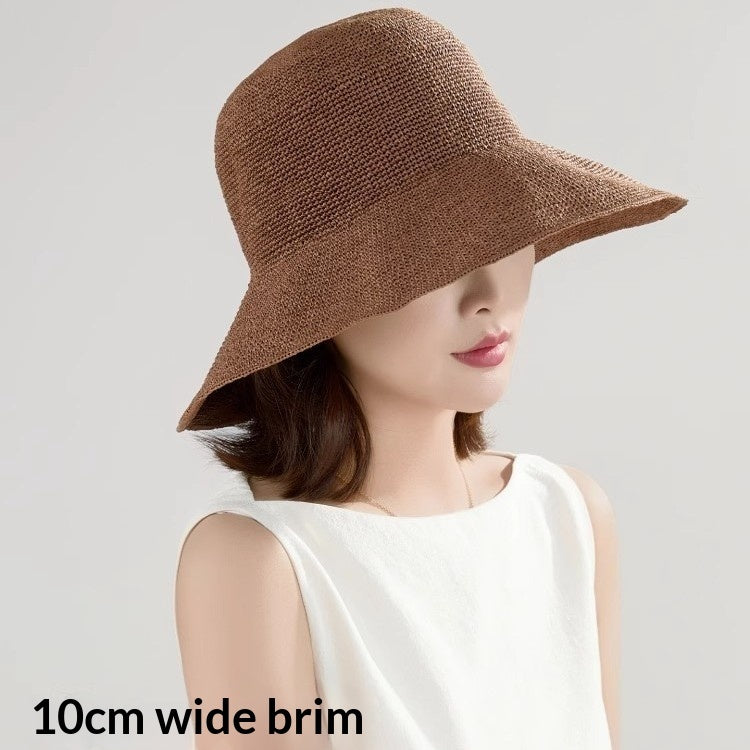 Straw Hat Womens Style Sun Hat Large Head Circumference Versatile Summer Hat by Ricaloux