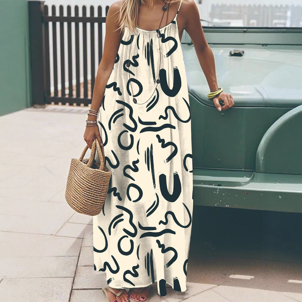 Casual Strappy Open-Back Loose Dress by Ricaloux