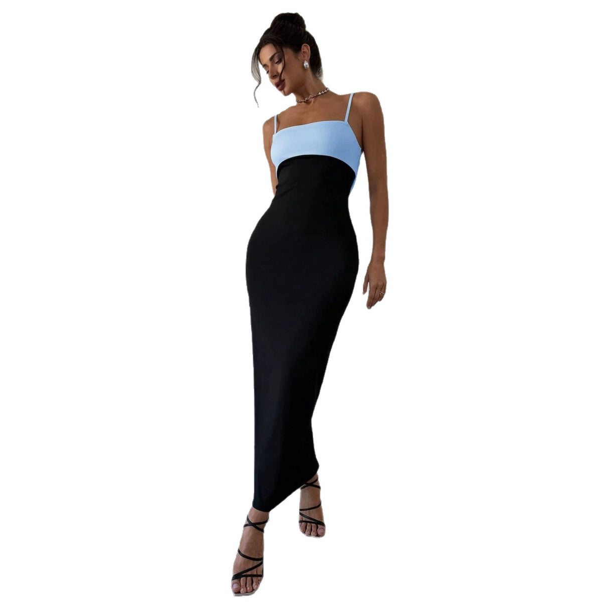 New Womens Backless Color Block Dress – Premium 0 | RICALOUX