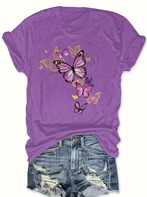 Butterfly-cluster Womens T-shirt Delicate Graphic Casual Top – Premium 0 | RICALOUX
