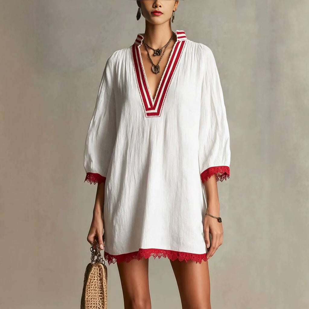 Womens V-neck Loose Casual Dress by Ricaloux