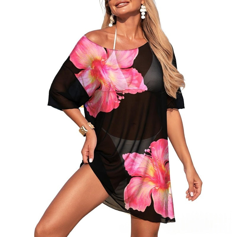 Womens Swimsuit Sheer Mesh Sun-Protective All-Match Cover-Up by Ricaloux