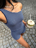 Striped Top Shorts Vacationstyle Twopiece Set – Premium 0 | RICALOUX
