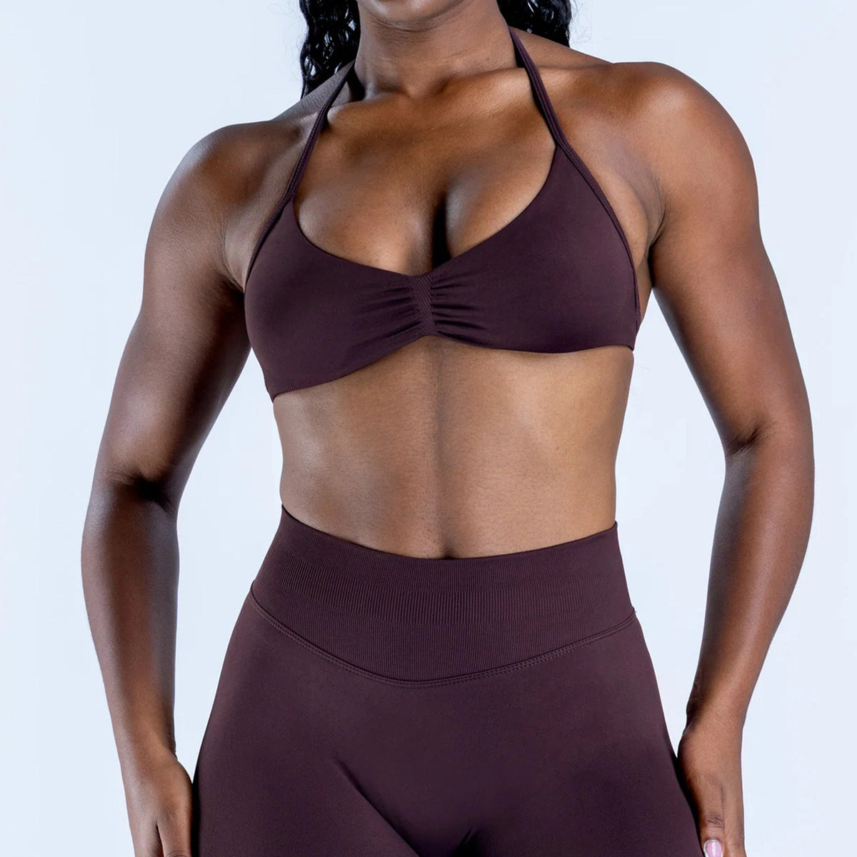 Seamless Tight-fitting Yoga Set With A Strap Bra For Outerwear by Ricaloux