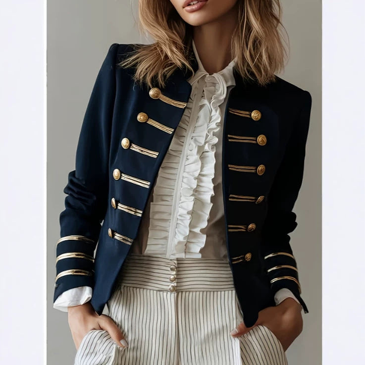 Navy-style Gold-striped Buttoned Jacket by Ricaloux