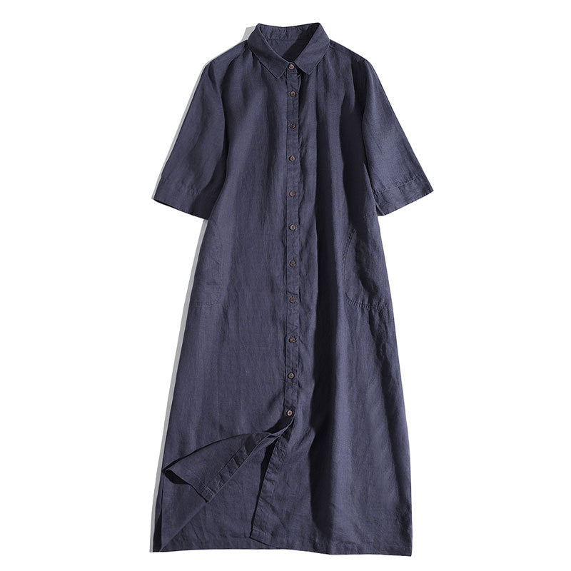 Womens Solid-Color Minimalist Square-Neck Loose-Fit Shirt Dress by Ricaloux