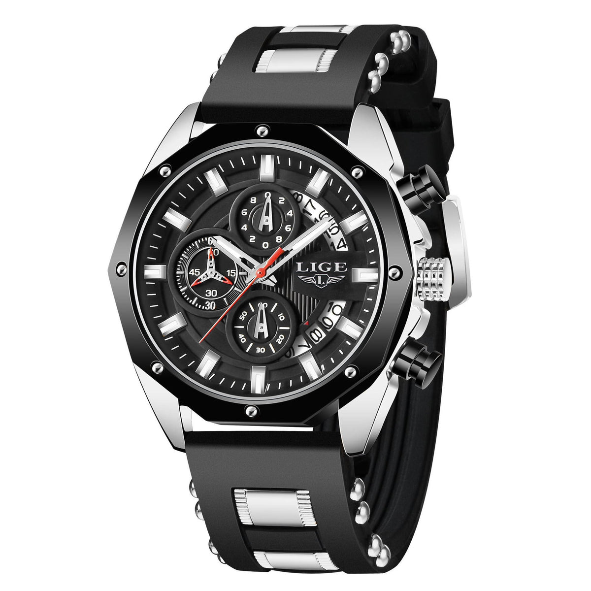 Fashion Mens Watches Top Brand Luxury Silicone Sport Watch Men Quartz Date Clock Waterproof Wristwatch Chronograph – Premium 0 | RICALOUX