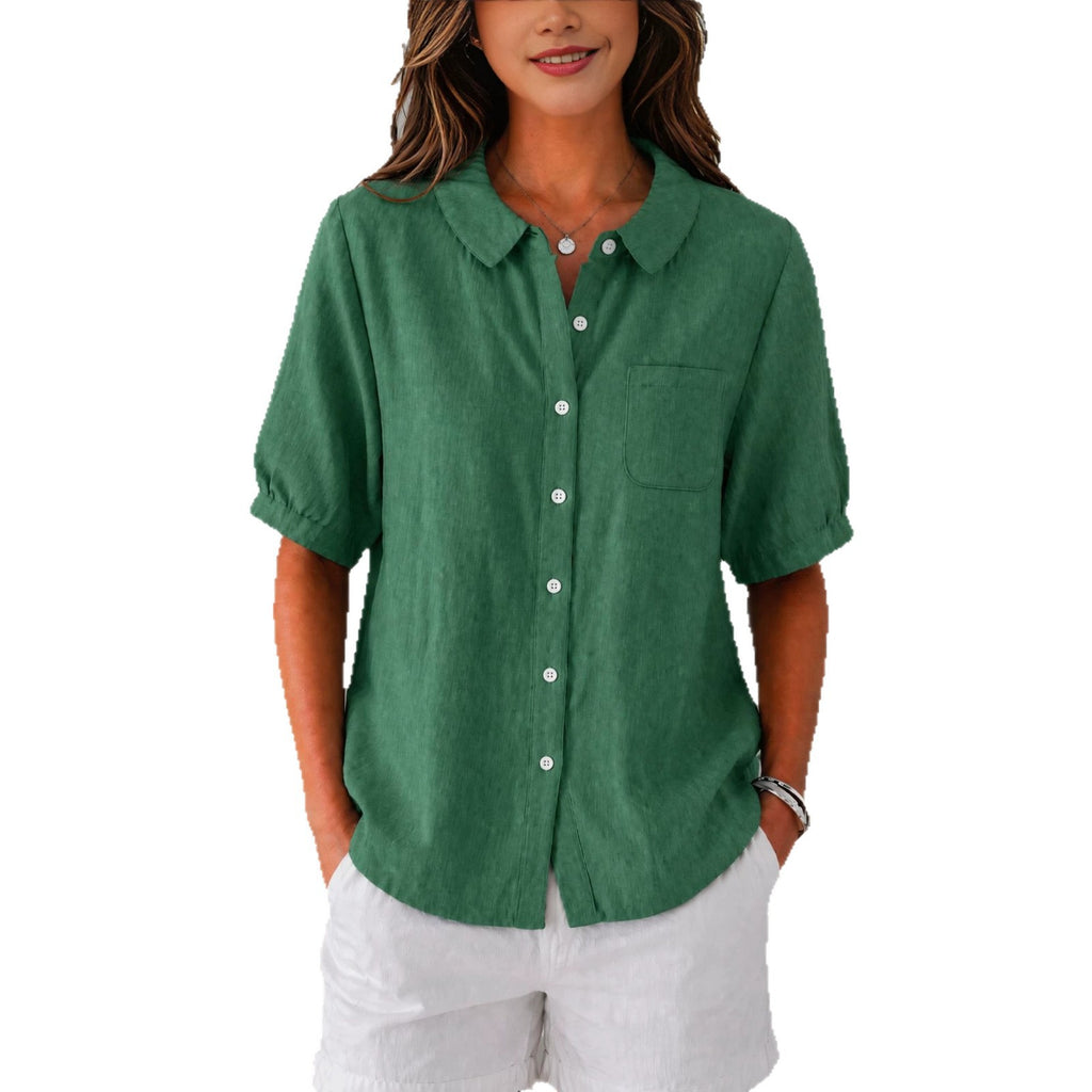 Womens Solid-color Loose-fit Casual Work Top by Ricaloux