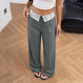 Womens Lace-Panel Straight-Leg Pants by Ricaloux